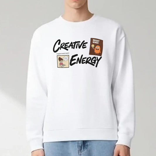 Creative Energy-White-Mens Oversized Sweatshirt