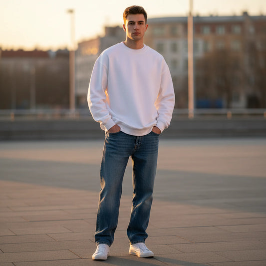 Oversized Core Sweatshirt - White-Mens Oversized Sweatshirt