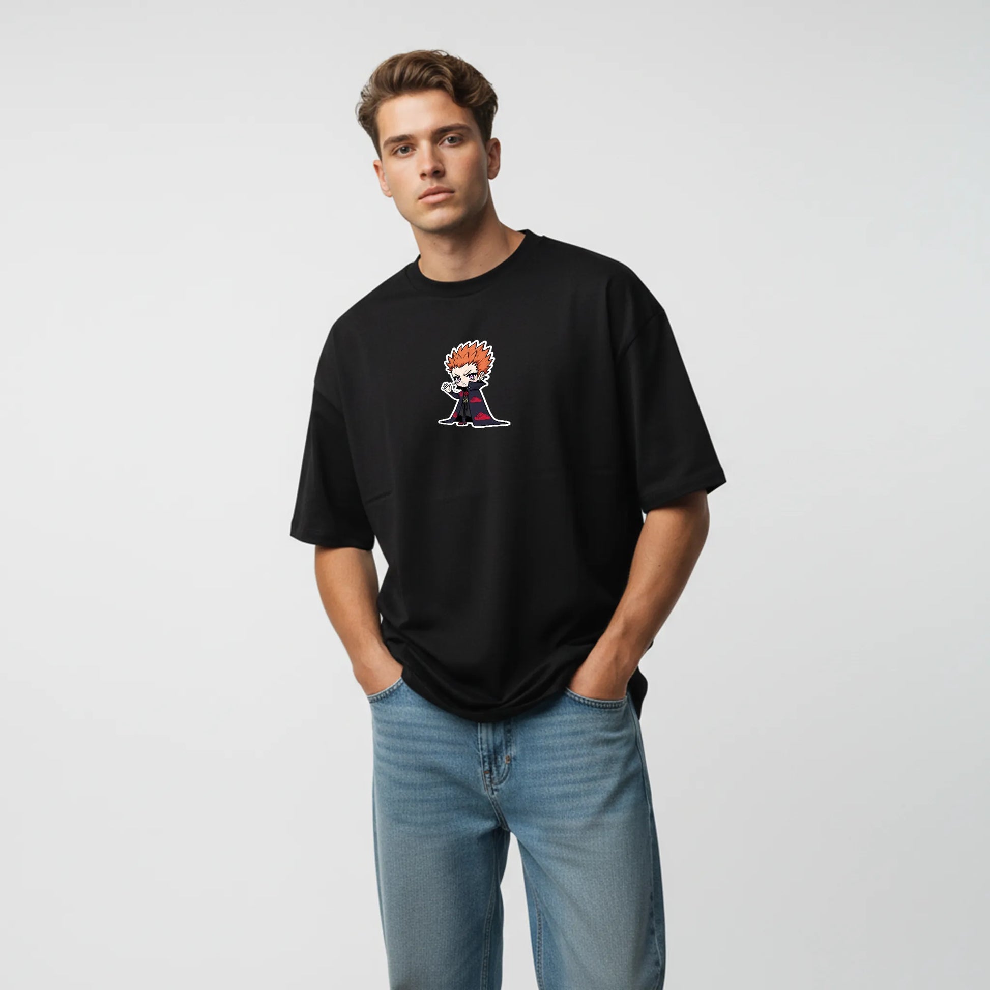 Chibi Reaper – Dark Hooded Anime Villain Oversized T-Shirt Mens Wear