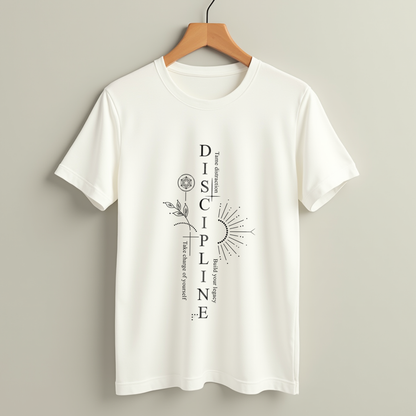 Discipline – Minimal Motivational Typography Graphic T-Shirt Menswear