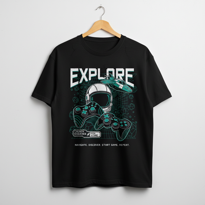 Explore – Space Gamer Oversized Graphic T-Shirt Menswear