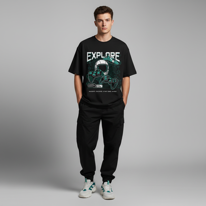 Explore – Space Gamer Oversized Graphic T-Shirt Menswear