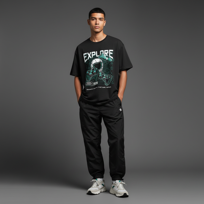 Explore – Space Gamer Oversized Graphic T-Shirt Menswear