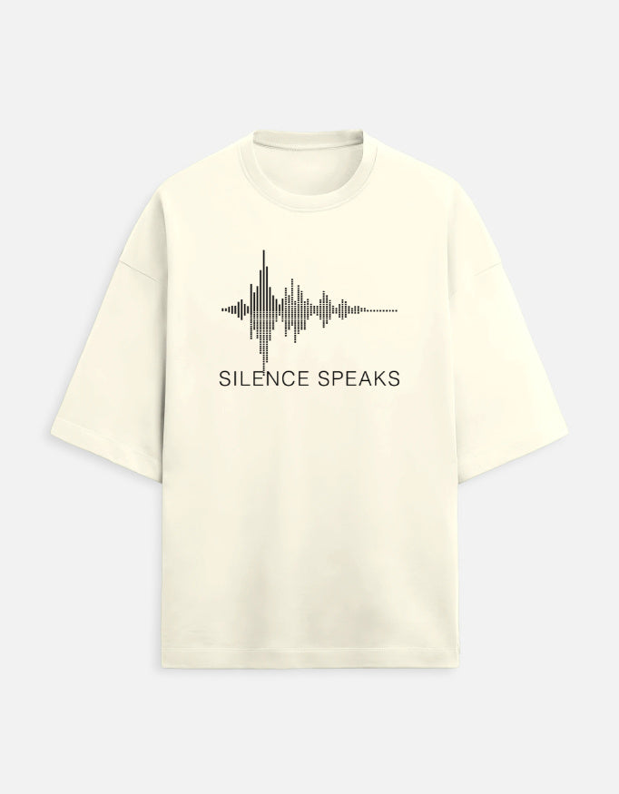 Silence Speaks – Minimal Soundwave Graphic- Terry Oversized Tee Menswear