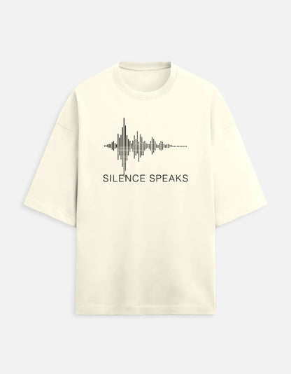Silence Speaks – Minimal Soundwave Graphic- Terry Oversized Tee Menswear