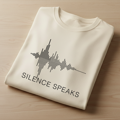 Silence Speaks – Minimal Soundwave Graphic- Terry Oversized Tee Menswear