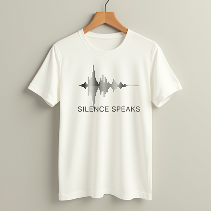 Silence Speaks – Minimal Soundwave Graphic- Terry Oversized Tee Menswear