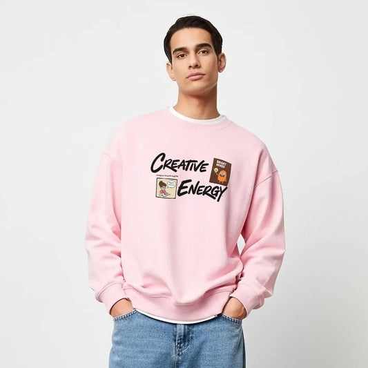 Creative Energy-Pink-Mens Oversized Sweatshirt