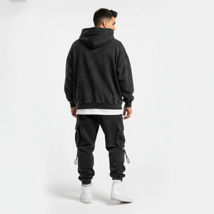 Acid Washed Hoodie: Black
