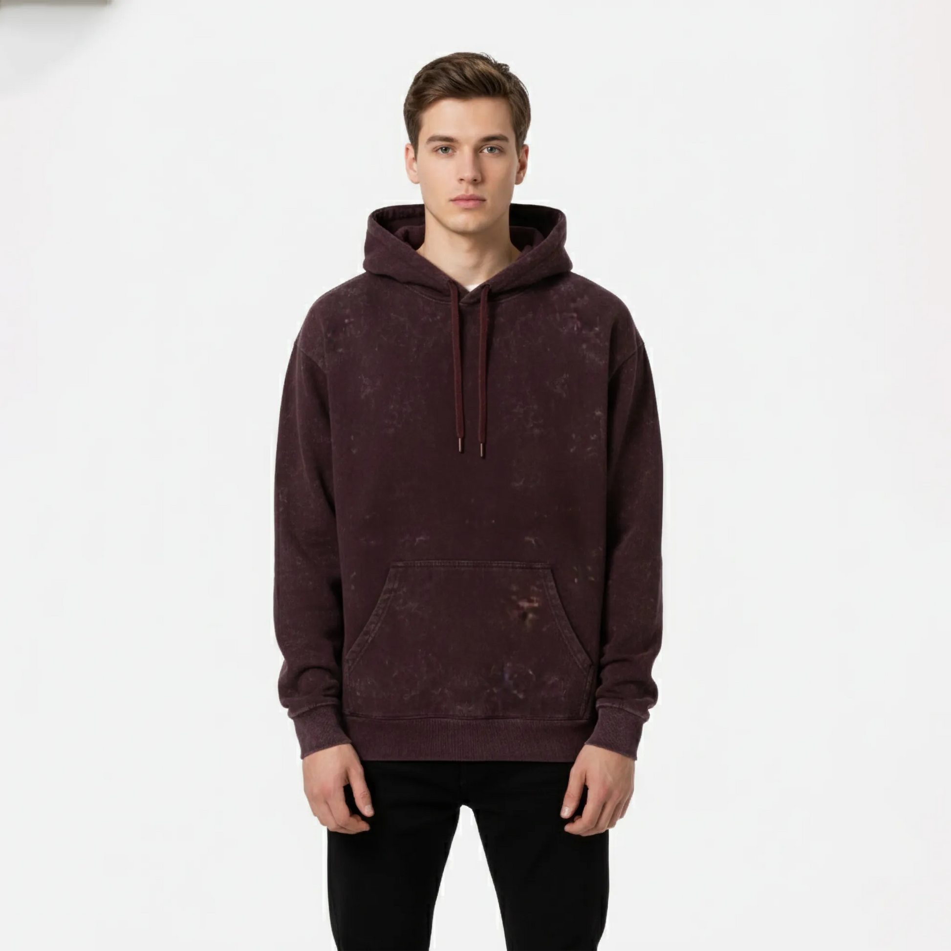 Acid Washed Hoodie: Maroon