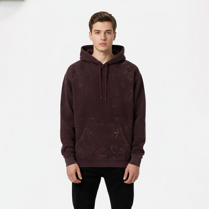 Acid Washed Hoodie: Maroon