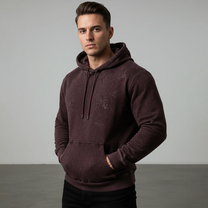 Acid Washed Hoodie: Maroon