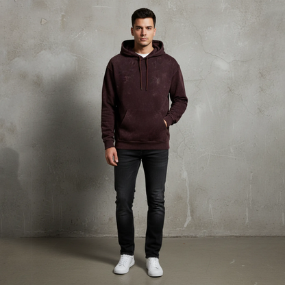 Acid Washed Hoodie: Maroon