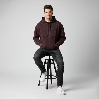 Acid Washed Hoodie: Maroon