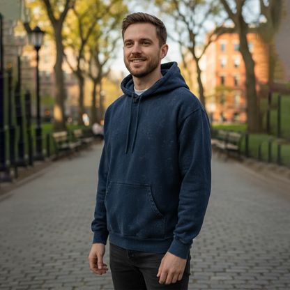 Acid Washed Hoodie: Navy
