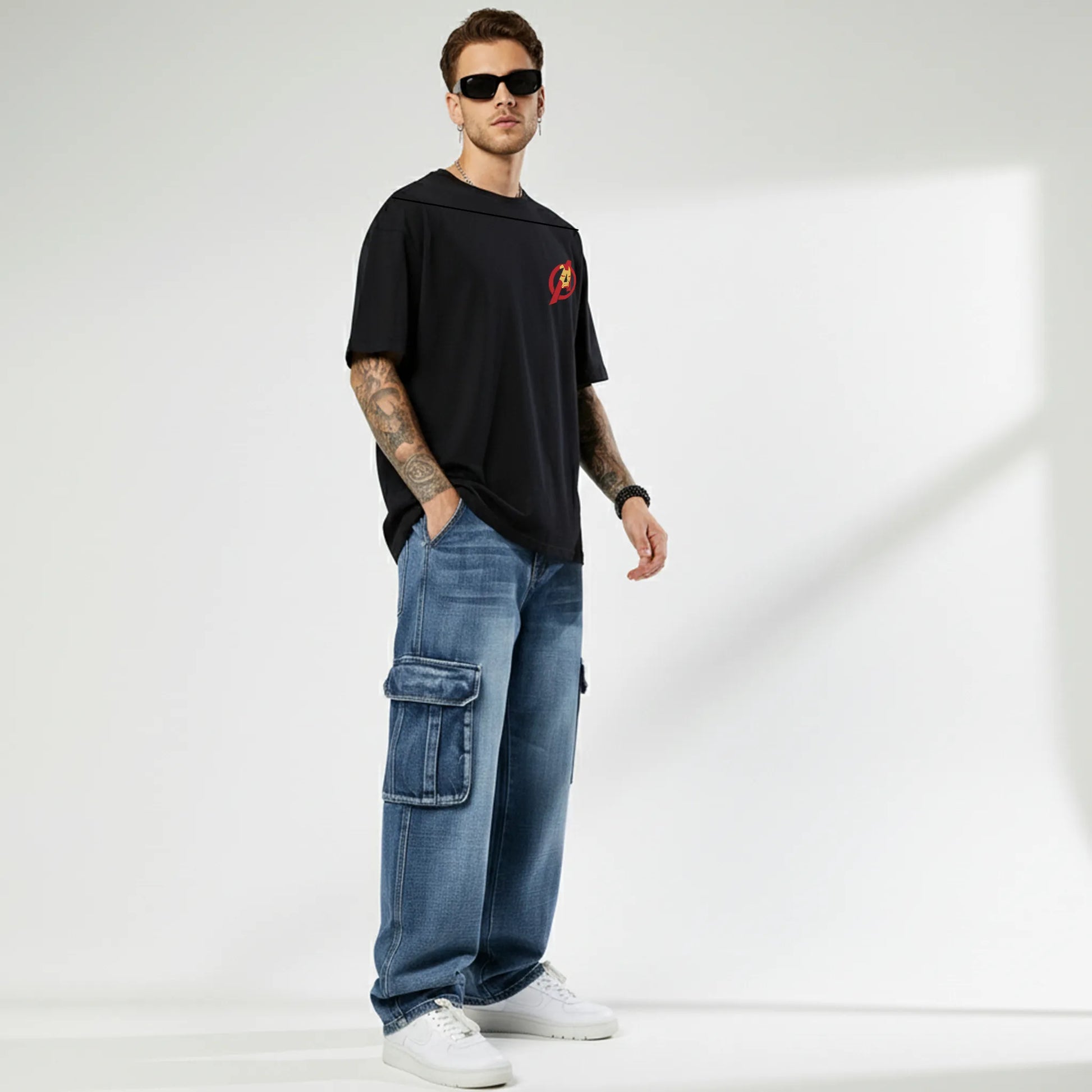 Iron Legacy – Minimal Avengers Mask Oversized T-Shirt Menswear