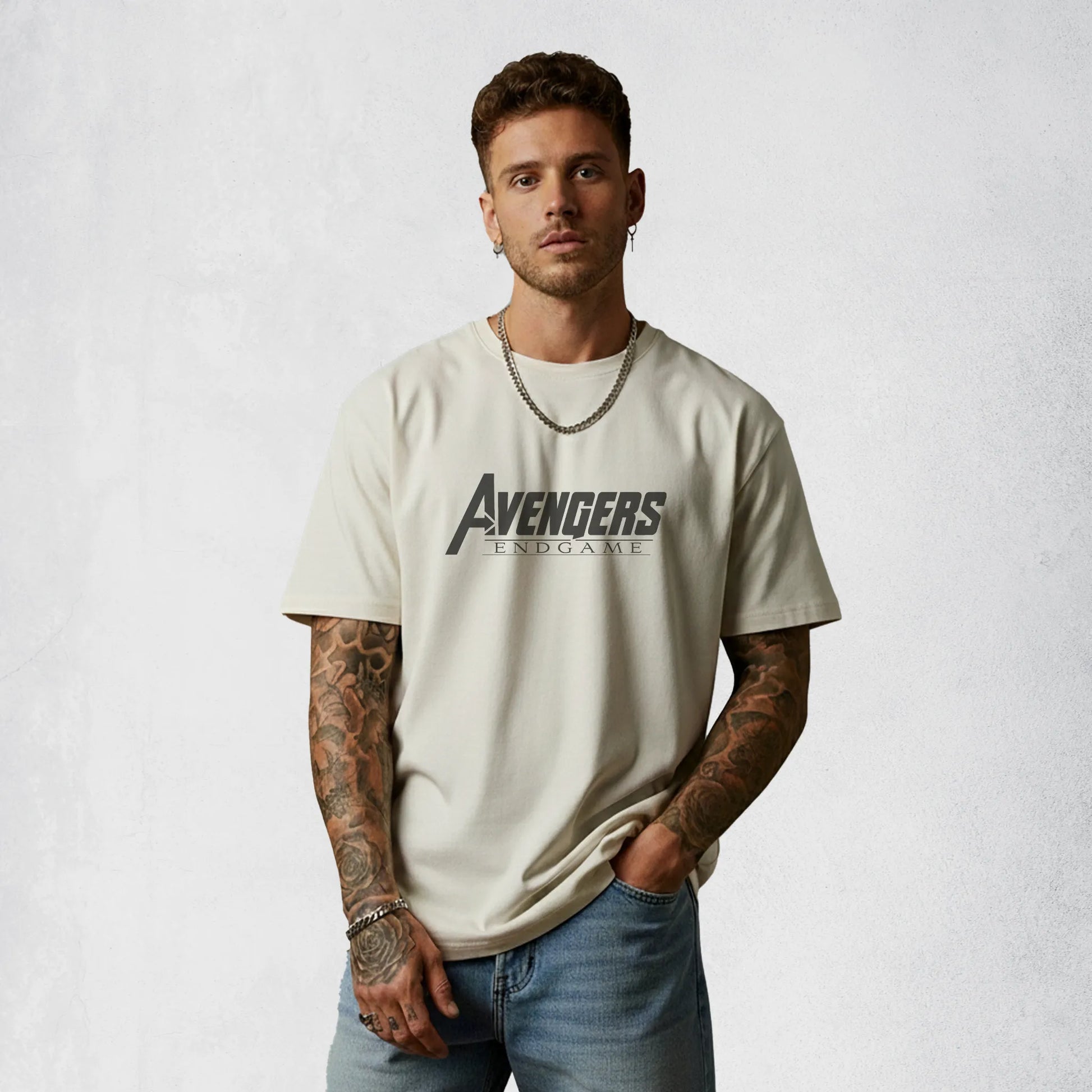 Endgame Mode – Minimal Heroes Logo Oversized T-Shirt Menswear