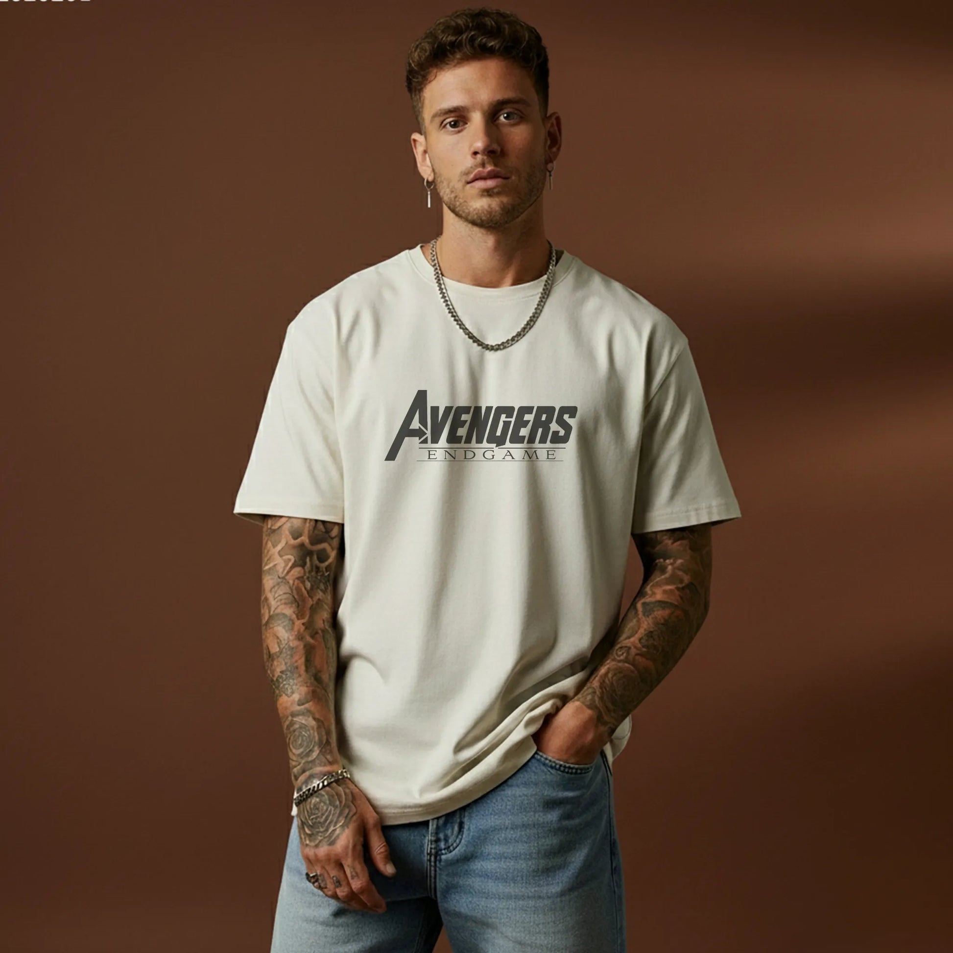 Endgame Mode – Minimal Heroes Logo Oversized T-Shirt Menswear