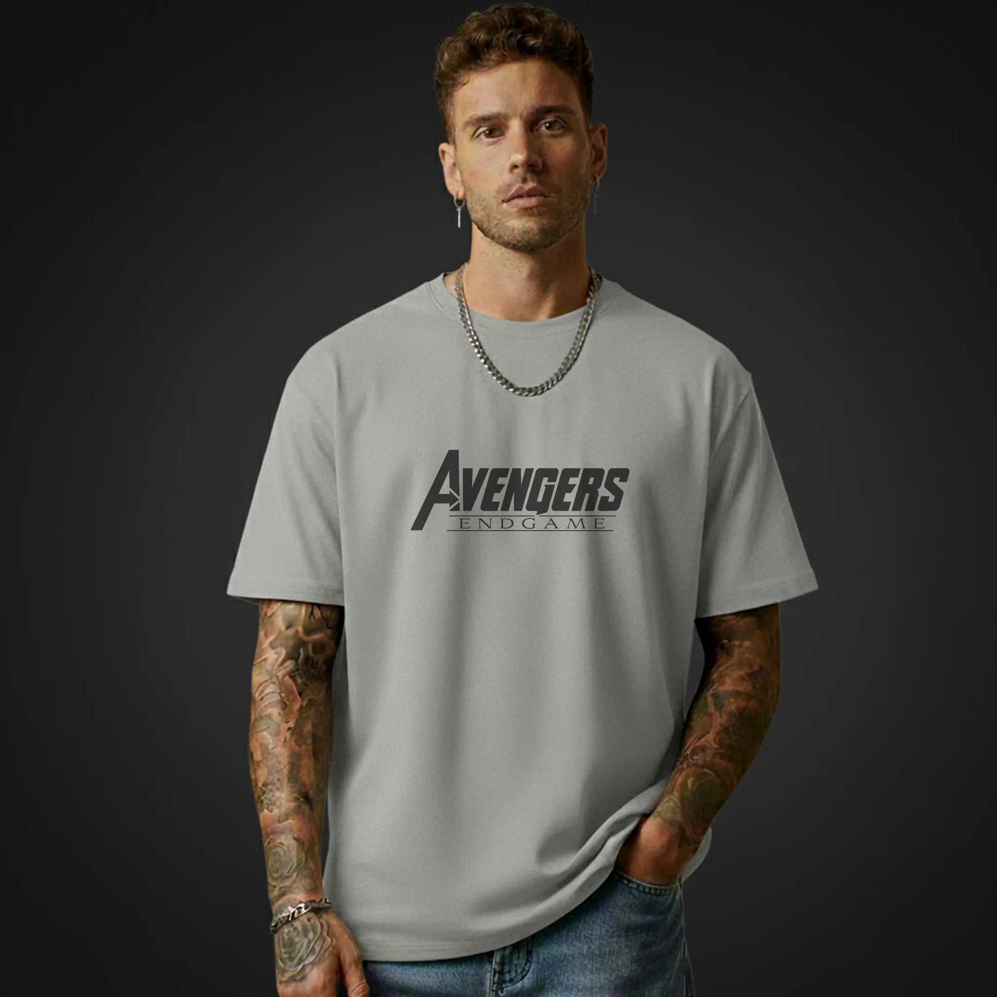 Endgame Mode – Minimal Heroes Logo Oversized T-Shirt Menswear