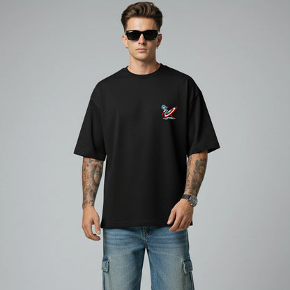 Captain Cute – Mini Super Soldier Oversized Graphic T-Shirt Menswear