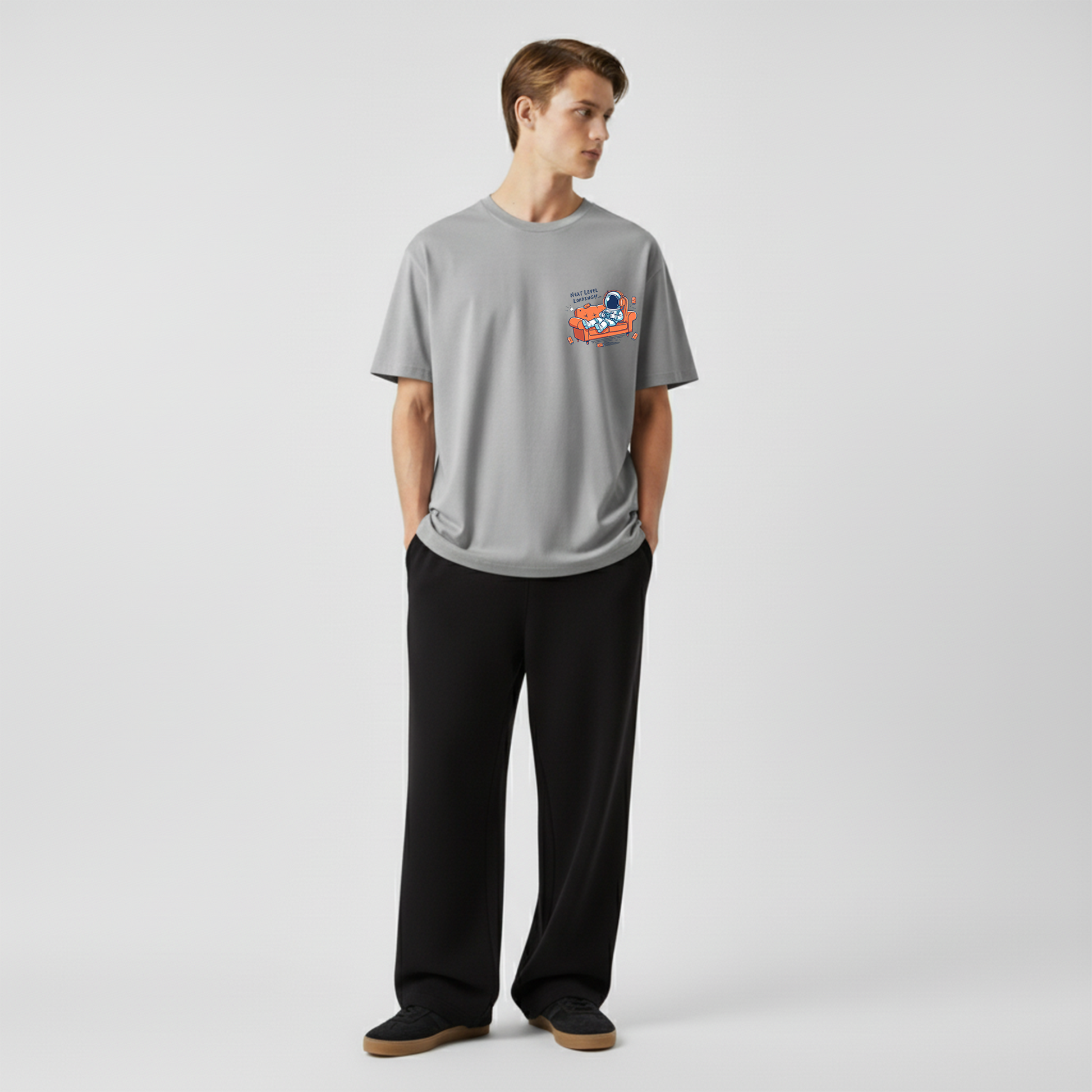 Next Level Loading!! – Gamer Astronaut Oversized Tee Menswear