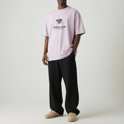 Signal Lost Oversized T-Shirt - Minimal Graphic Tee for Men | Digital Detox Statement Wear