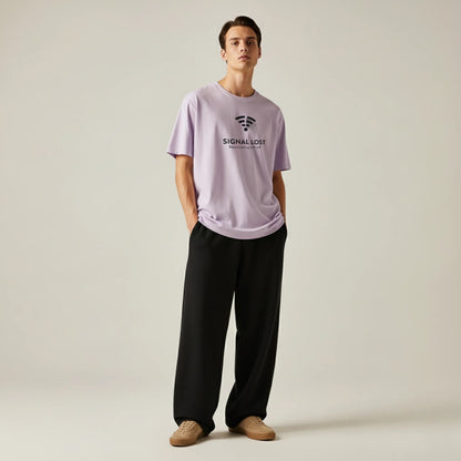 Signal Lost Oversized T-Shirt - Minimal Graphic Tee for Men | Digital Detox Statement Wear