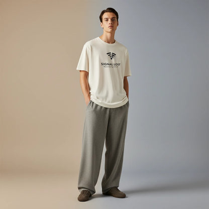 Signal Lost Oversized T-Shirt - Minimal Graphic Tee for Men | Digital Detox Statement Wear