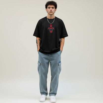 Web Slinger Drip – Abstract Spider Hero Oversized T-Shirt Menswear