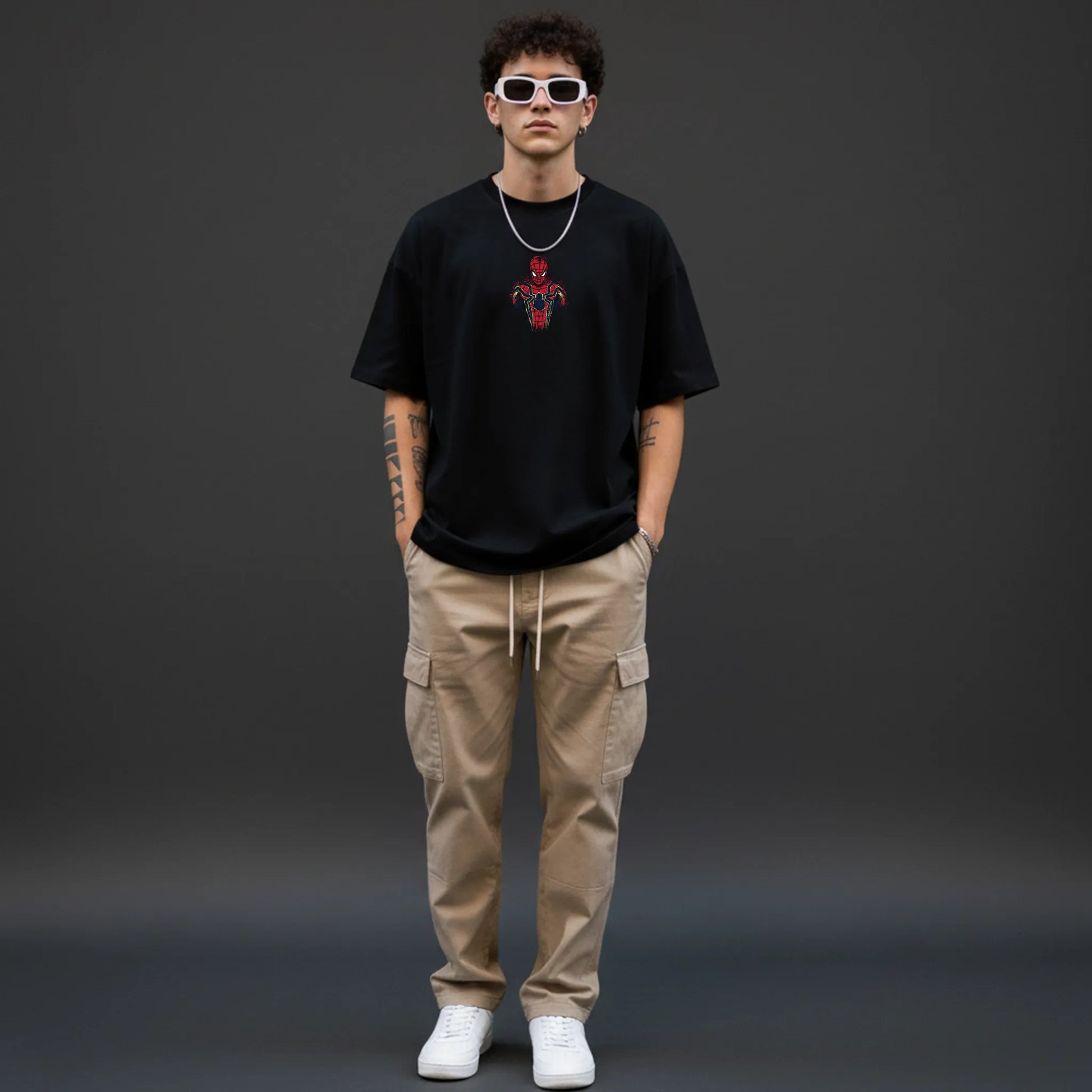 Web Slinger Drip – Abstract Spider Hero Oversized T-Shirt Menswear
