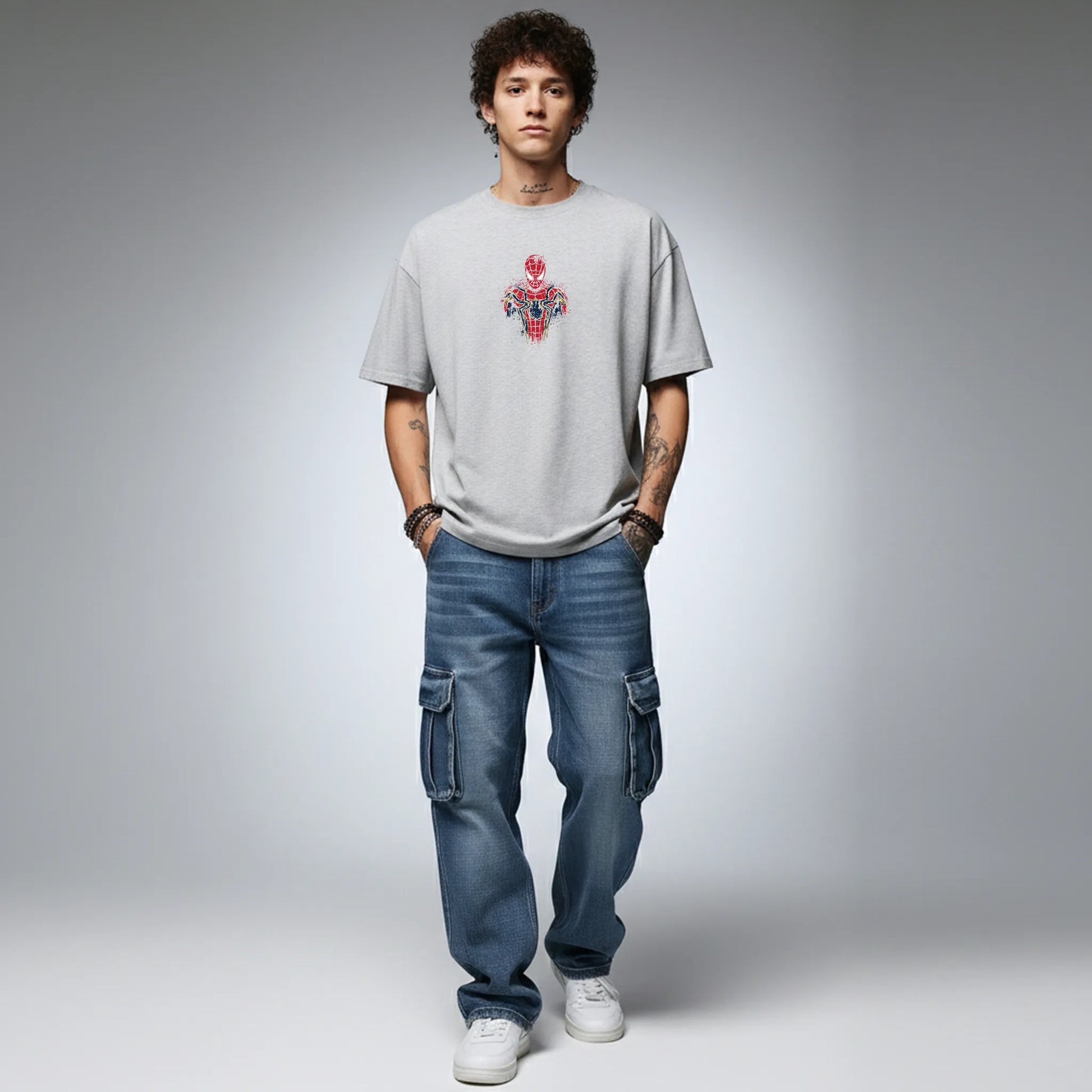 Web Slinger Drip – Abstract Spider Hero Oversized T-Shirt Menswear