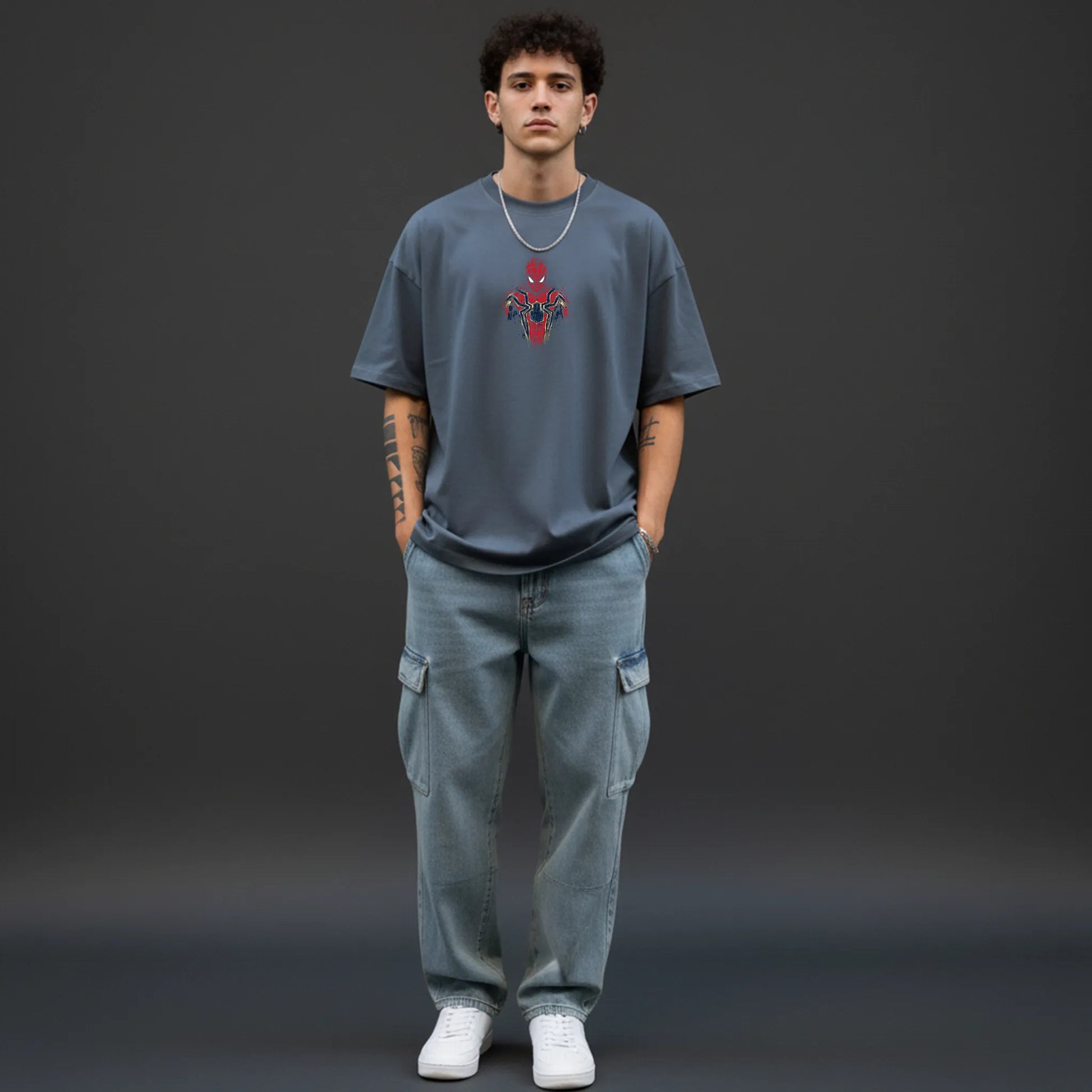 Web Slinger Drip – Abstract Spider Hero Oversized T-Shirt Menswear