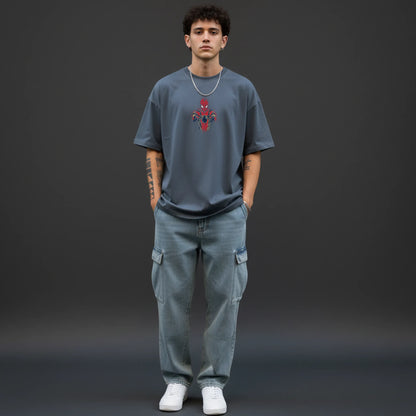 Web Slinger Drip – Abstract Spider Hero Oversized T-Shirt Menswear