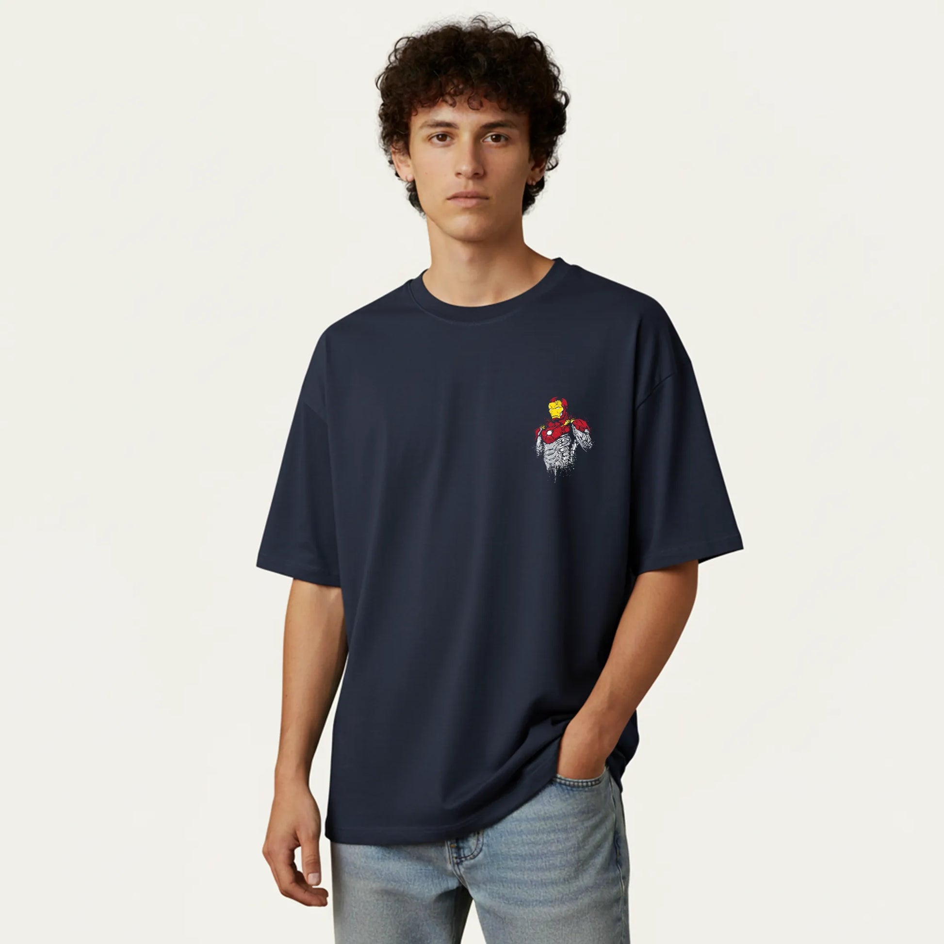 Iron Drip – Abstract Splatter Iron Hero Oversized T-Shirt Menswear