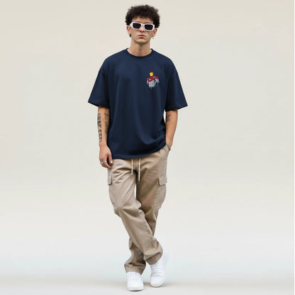 Iron Drip – Abstract Splatter Iron Hero Oversized T-Shirt Menswear