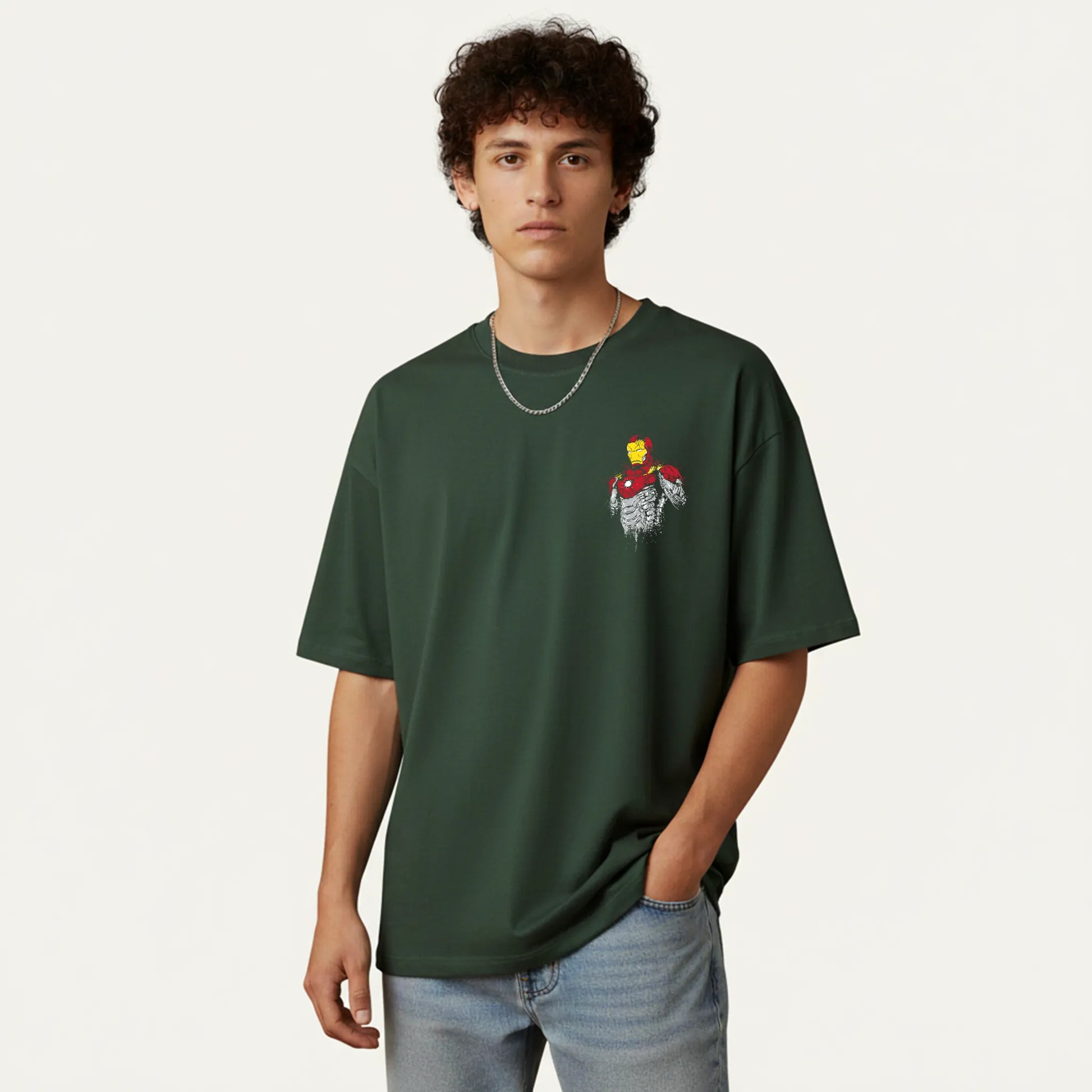 Iron Drip – Abstract Splatter Iron Hero Oversized T-Shirt Menswear