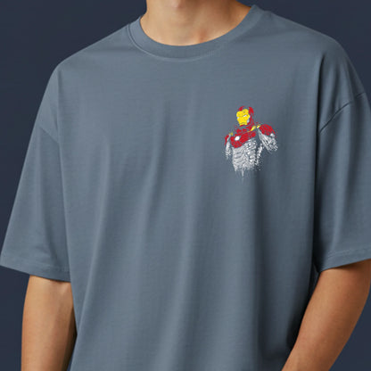 Iron Drip – Abstract Splatter Iron Hero Oversized T-Shirt Menswear