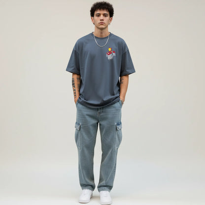Iron Drip – Abstract Splatter Iron Hero Oversized T-Shirt Menswear