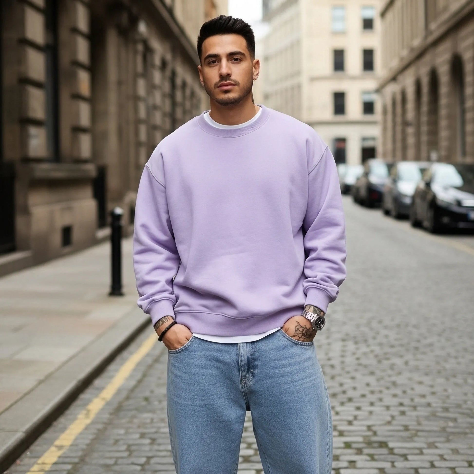 Oversized Core Sweatshirt - Lavender-Mens Oversized Sweatshirt