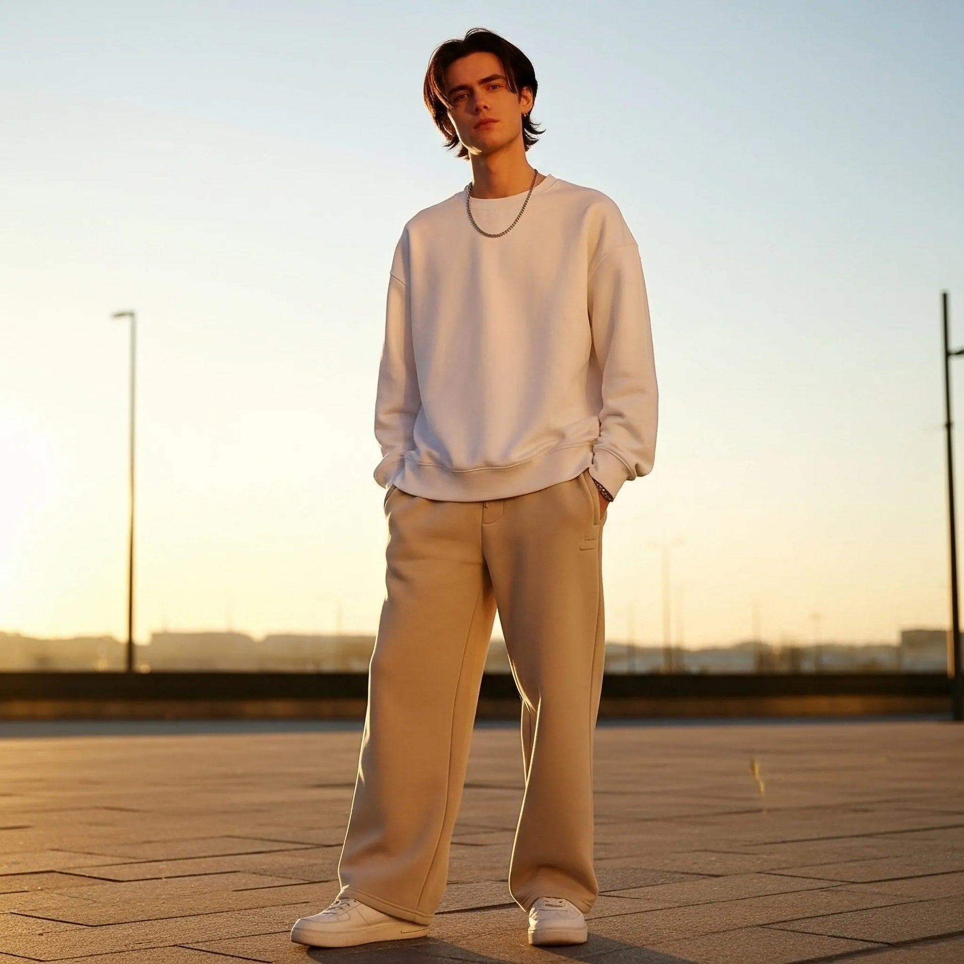 Oversized Core Sweatshirt - White-Mens Oversized Sweatshirt