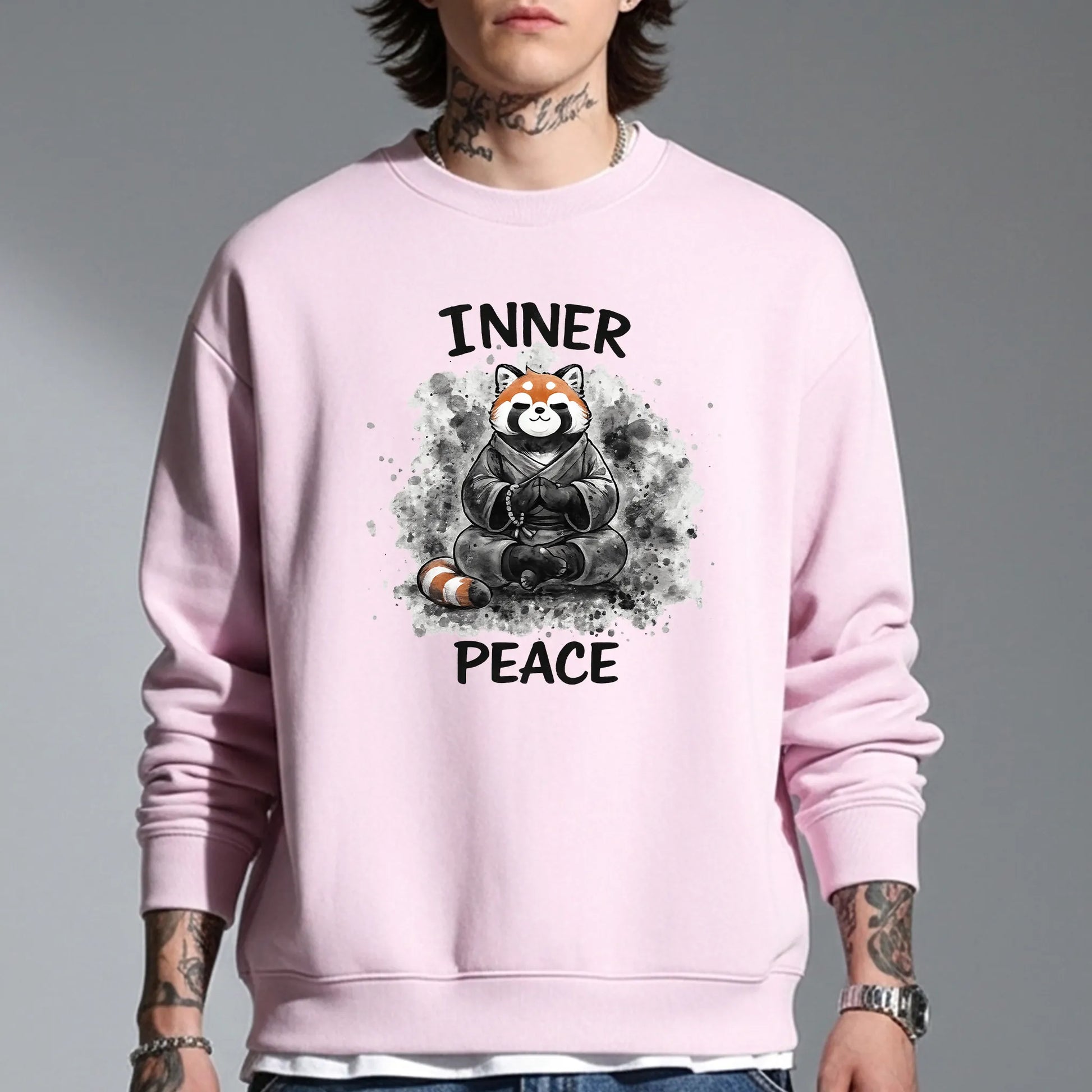 Inner Peace-Pink-Mens Oversized Sweatshirt