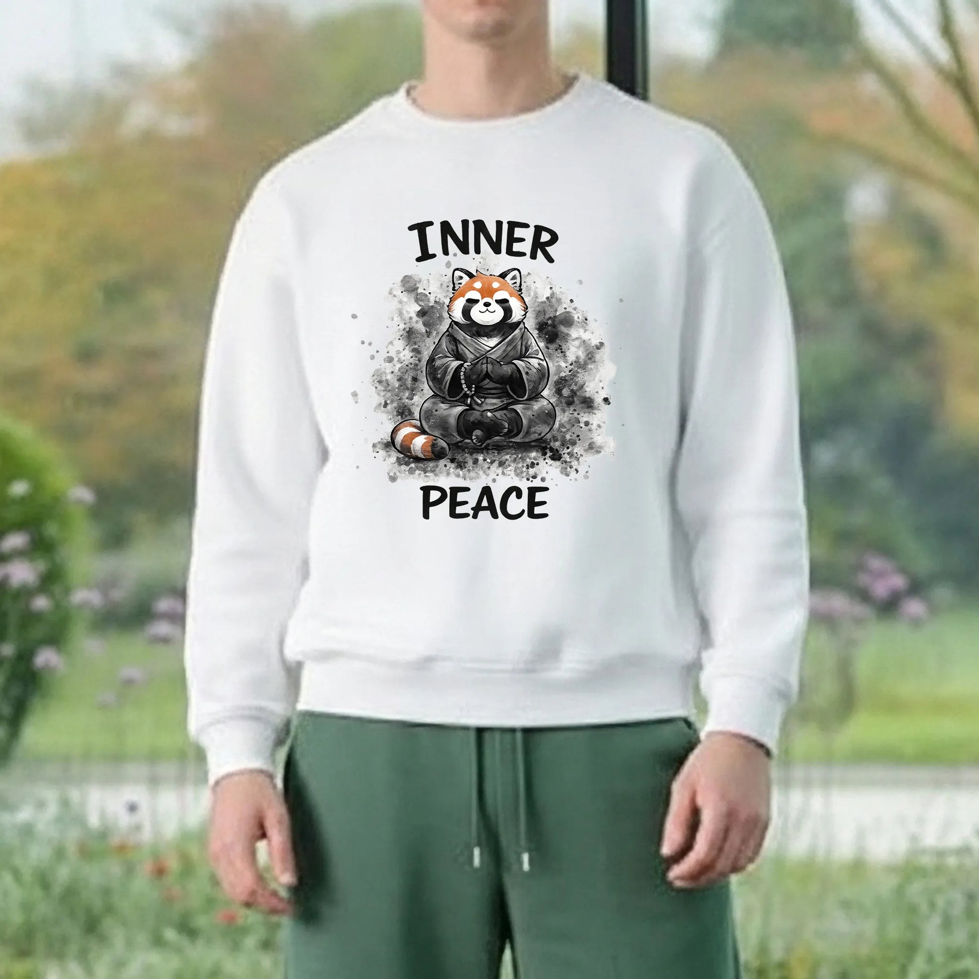 Inner Peace-White-Mens Oversized Sweatshirt