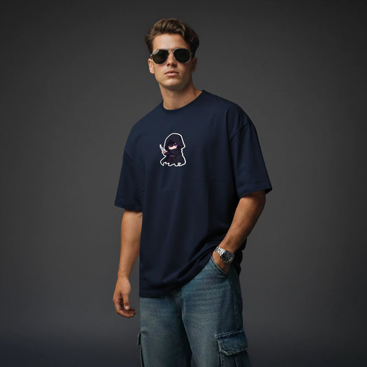 Chibi Shadow – Cute Anime Villain Oversized Graphic T-Shirt Mens Wear
