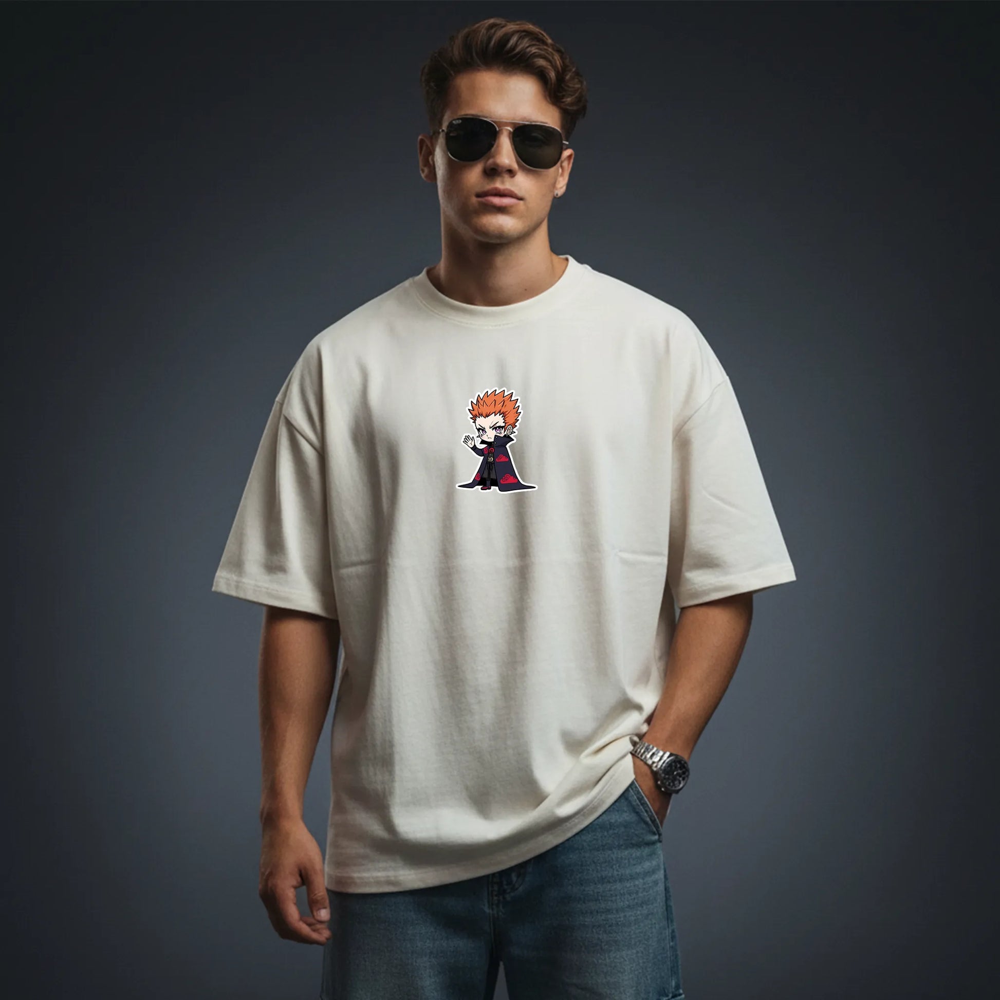 Chibi Reaper – Dark Hooded Anime Villain Oversized T-Shirt Mens Wear