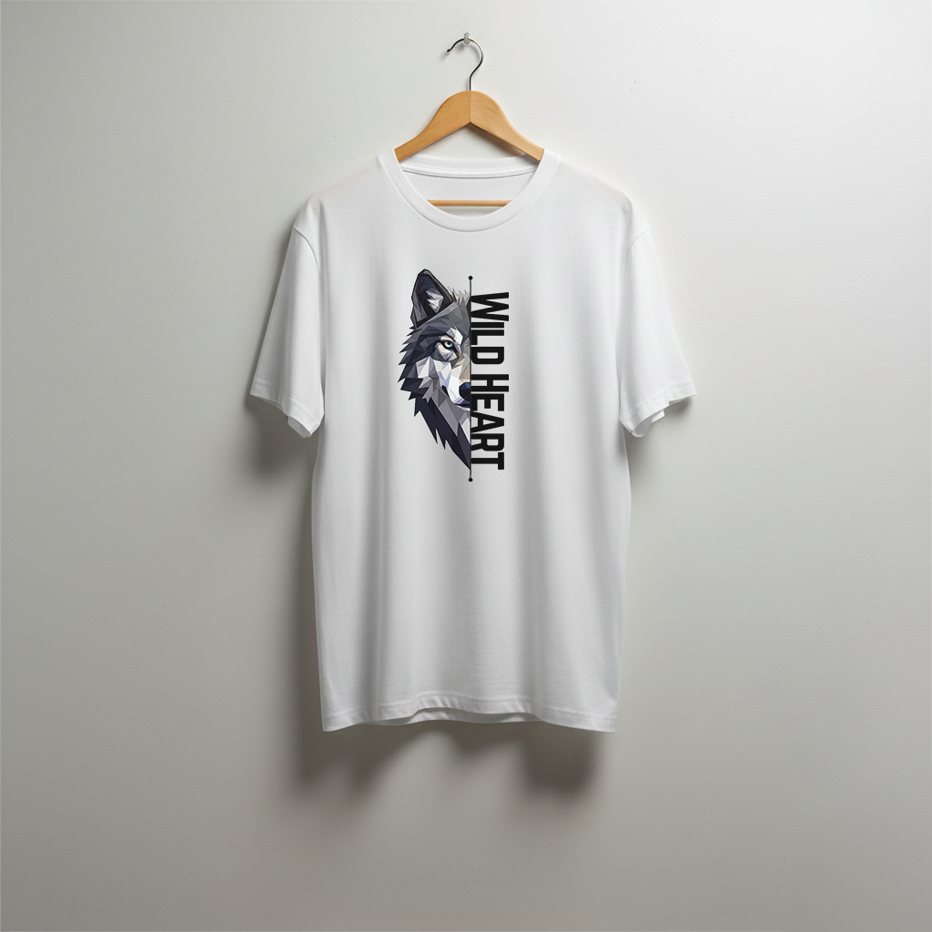 Wild Heart – Geometric Wolf Oversized Graphic T-Shirt Menswear