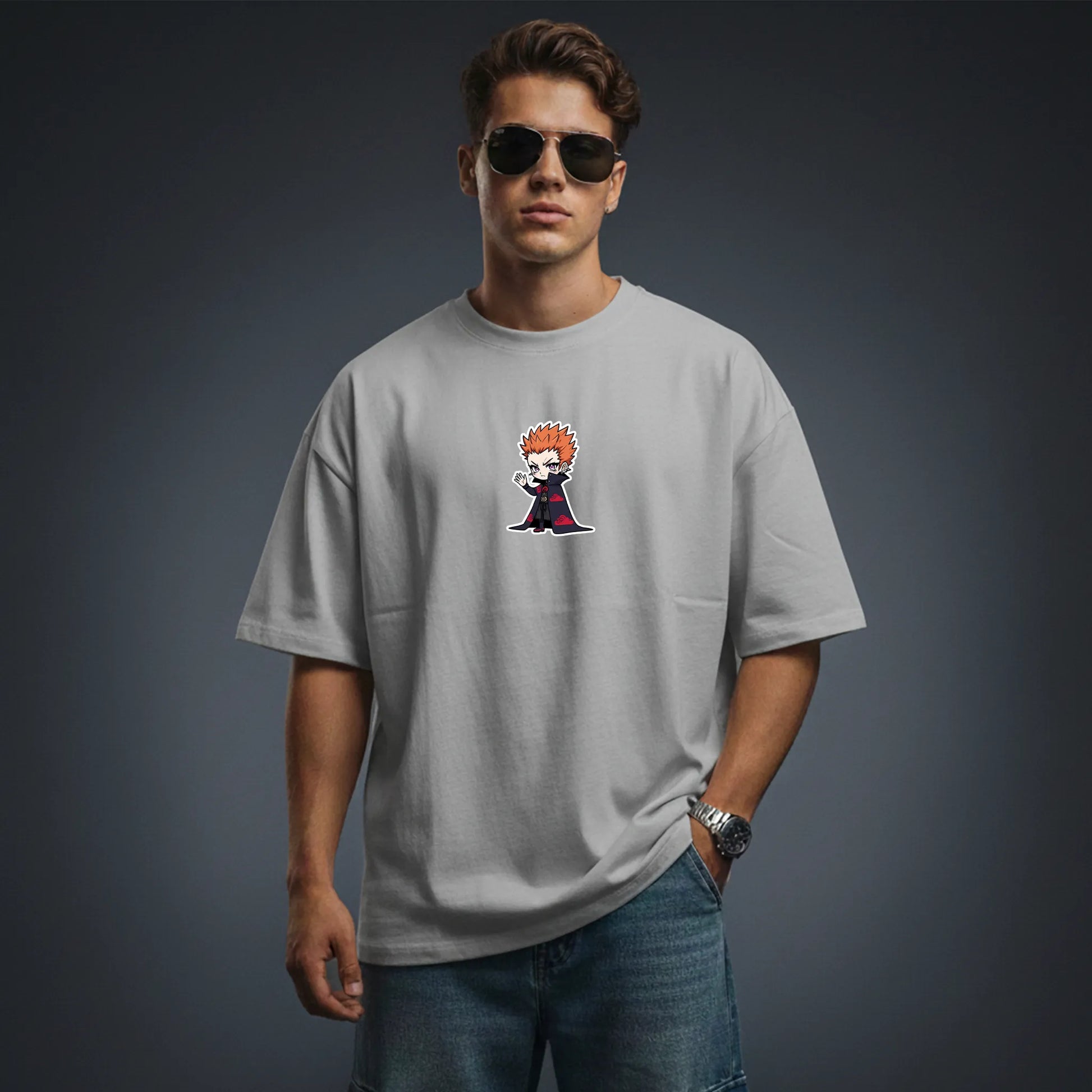 Chibi Reaper – Dark Hooded Anime Villain Oversized T-Shirt Mens Wear