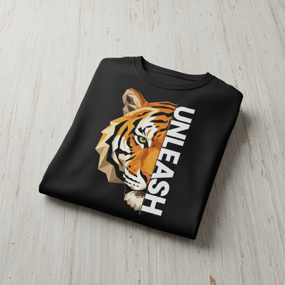 Unleash – Geometric Tiger Oversized Graphic T-Shirt Menswear